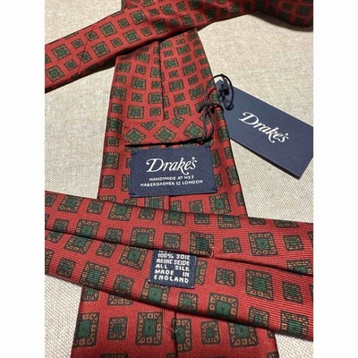 Drake's Drakes Sfoderato Small Pattern Blood Orange w/ Tag