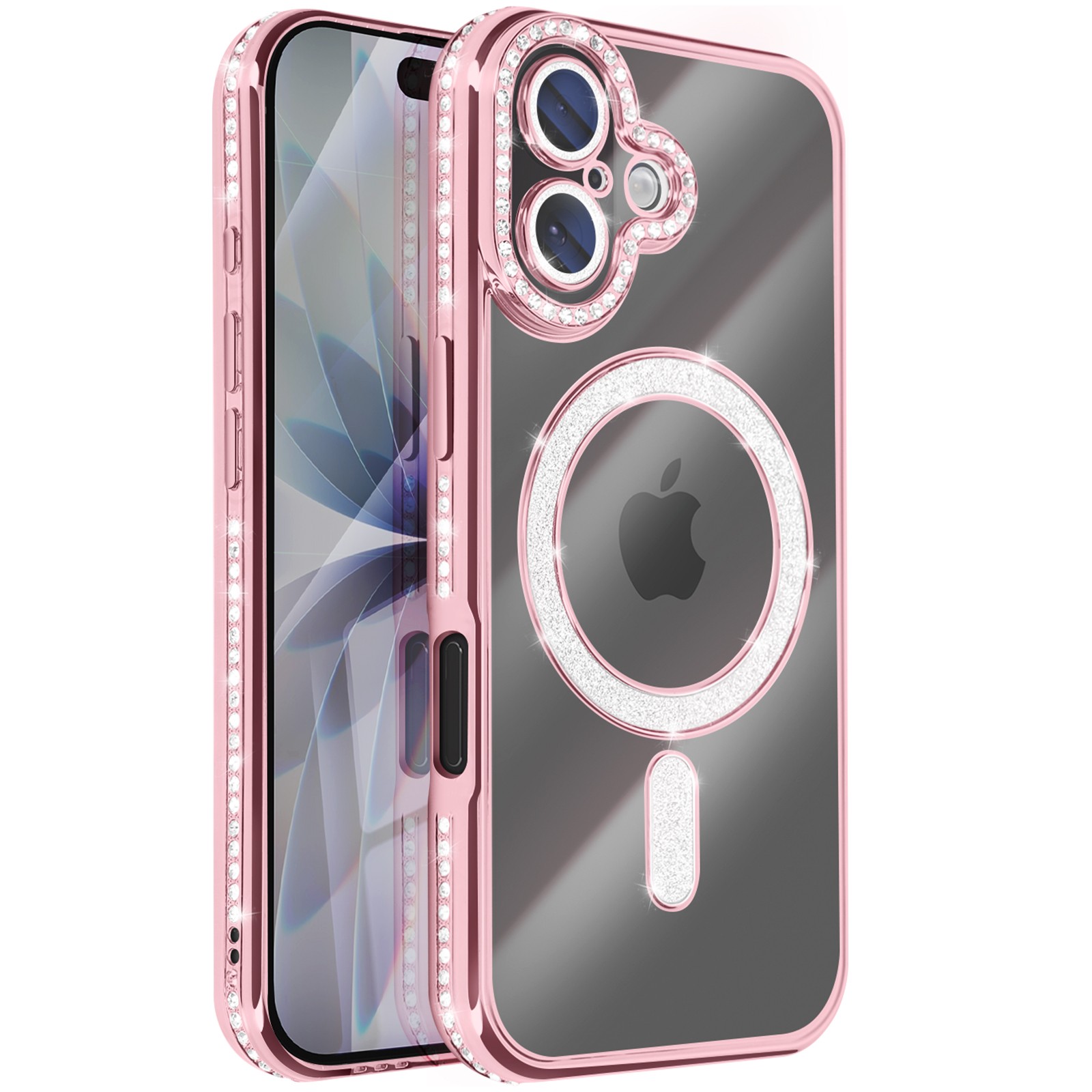 Coque iPhone 17 Avizar à bordure strass transparente étui de protection rigide