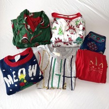 Christmas Clothes Pjs Girls Size Large 10 12 Lot of 8 Holiday Winter Huge Bundle