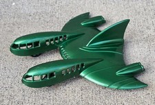 Vintage Marx Hard Plastic Spaceship 2 Green 1950s Sci Fi Futuristic Spaceship