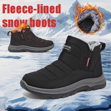 Winter Snow Boots for Men Short-Cut Slip-Resistant Fleece-Lined Warm Ankle Boots