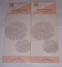 White Birthday Pom Poms Tissue Paper Decoration Wedding Party Baby Shower 4pcs