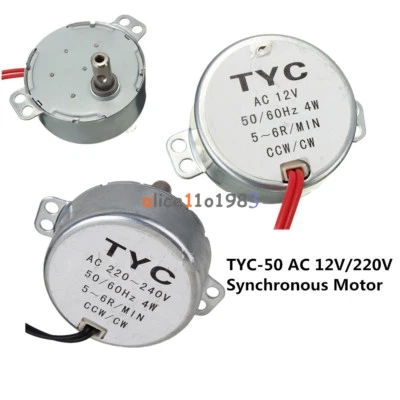 TYC-50 AC 12V/220V 5/6RPM 50/60Hz 4W CW/CCW Synchronous Motor For Microwave
