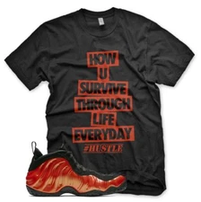 New HUSTLE T Shirt for N Habanero Red Foamposite One  