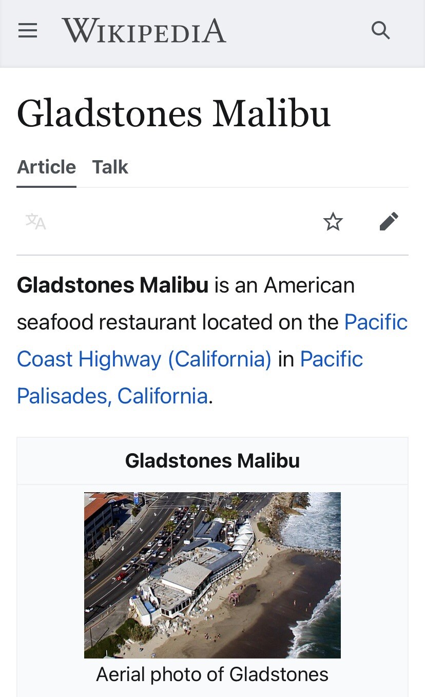 GLADSTONES Restaurant RJ’S Ribs Beverly Hills Pacific Palisades Malibu