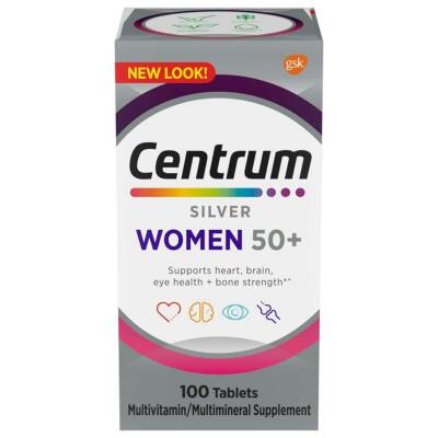 Centrum Silver Women 50+, Multivitamin & Multimineral Supplements Tablets, 100 e