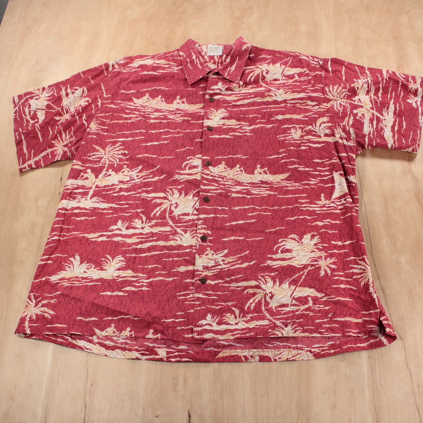 vtg usa GO BAREFOOT floral rowing print hawaiian shir… - Gem