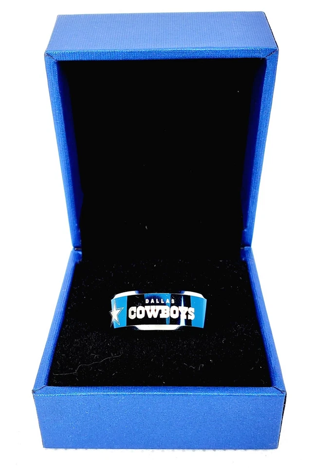 Anillo de boda Dallas Cowboys 8 mm azul y plata talla 6,75 Foto 3 de 4