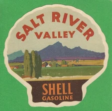 VINTAGE ORIGINAL 1920 "SALT RIVER VALLEY" ARIZONA SHELL GASOLINE WATER DECAL 