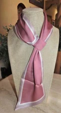 Hilldi oblong scarf; tying loop; poly; pink, plum; reversible; 29x5.5 NWT