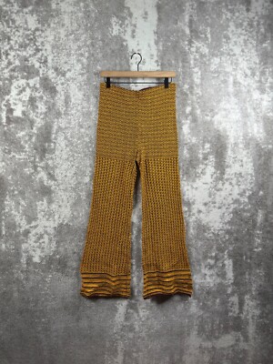 & Other Stories Pants US Small Womens Yellow Crotchet Knit Pull On Wide