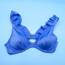Victorias Secret Small Blue Ruffle Straps Underwire Triangle Bikini Top Swim New