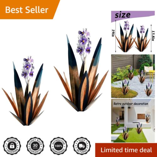 Hand-Painted DIY Metal Agave Plant Decor - Rustic Garden Sculptures (Set of 2)