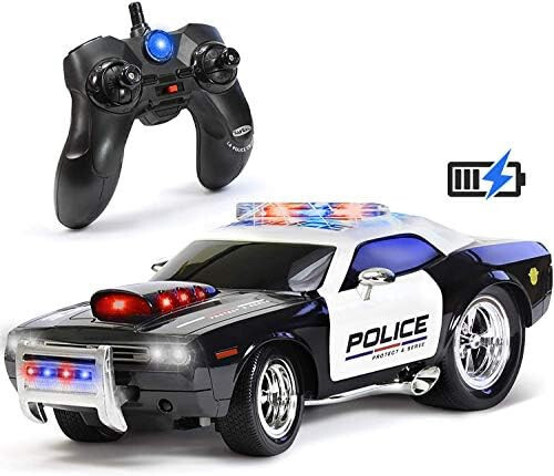 Police Car Electric R-C Lights Sirens Cop Toy Boy Gift Remote Control Vehicle