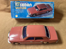 1970s 1980s Voiture Red Mercedes Benz Sedan Tin Metal Friction Car, NEW with box