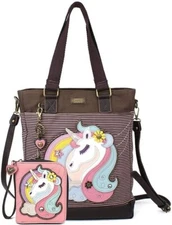 New  Combo Chala WORK TOTE Crossbody & Zip Around Wallet Vegan Pink gift UNICORN
