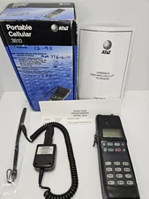 AT&T Portable Cellular 3810 Cell Phone with Box Vintage Charger & Leather Case