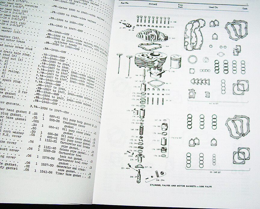 Harley Parts Manual Catalog Book 1936 to 1948 Knucklehead UL