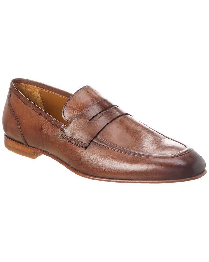 Мужские кожаные мокасины Antonio Maurizi Penny Loafer коричневого цвета 46