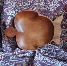 Ancien bol tortue hawaïenne en bois sculpté à la main - Na Ka oi 10" - Magnifique