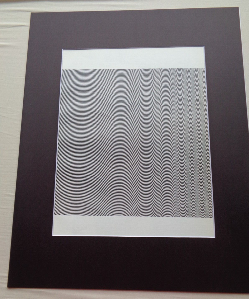 Bridget Riley Style Optical Art Print Matted Black White Op Art Lines ...