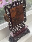 Antique 19th Century Cinnabar Carved Miniature Screen  5.5” Height X 3.5 Width — photo 9