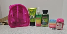 Bath & Body Works PINK CLEAR BACKPACK Waikiki Beach Body Mist Cream & Shower Gel
