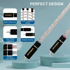 Pair OCC Silver Plated RCA Cord HiFi Audio Signal Wire RCA Interconnect Cable