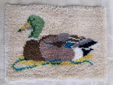 Latch Hook Rug Duck Cabincore Bird Decoy Man Cave Grandpa Whimsy Pillow Wall Art