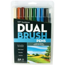 Tombow Dual Brush & Fine Tip Water-based Blendable Acid Free Pens: LandscPalette