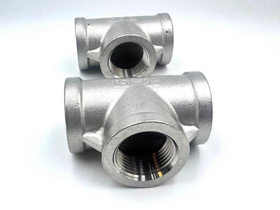 2 PACK STAINLESS STEEL TEE 3/4" NPT PIPE FITTING CAST SP114 Class - Image 2 of 4