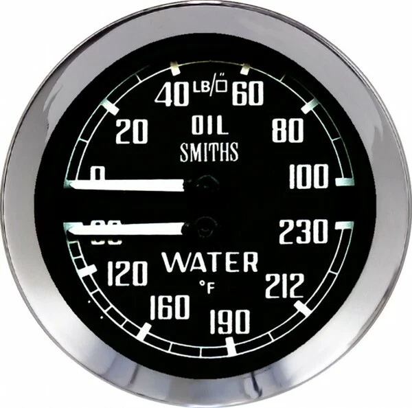 New 52MM Genuine Smiths Gauge Dual Oil Pressure Water Temp F Made in UK BHA4737 - Image 1 of 2