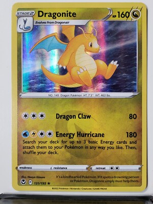 HOLO Dragonite 131/195 NM Silver Tempest Sword Shield Pokemon Card