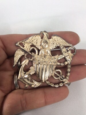 Vintage US public health service  sterling Silver eagle anchor  pin