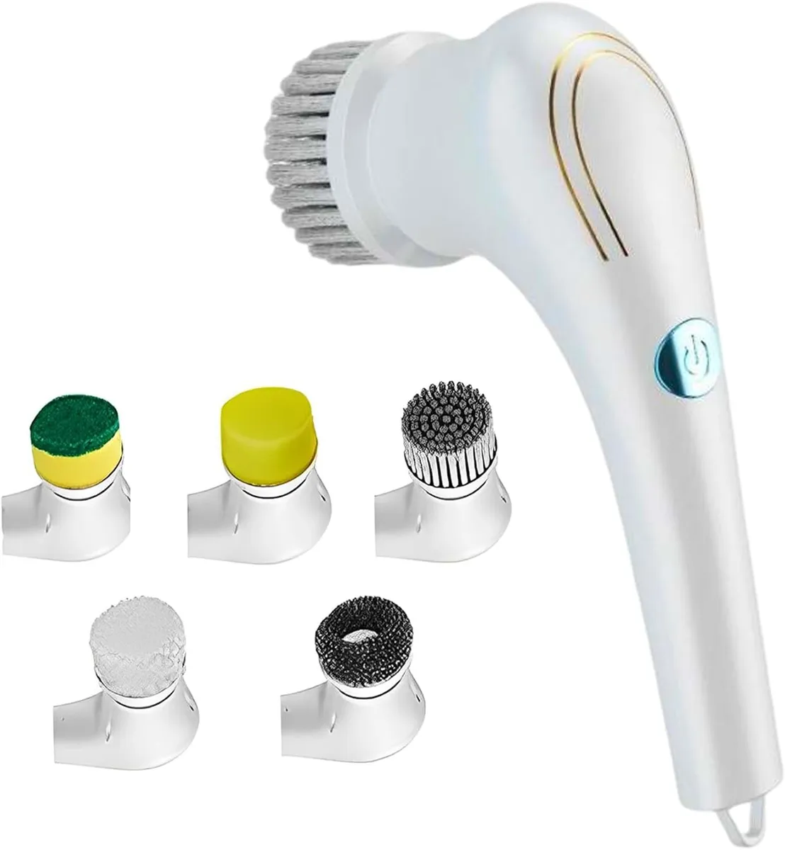 Handheld Cleaning Brush with 5 Replaceable Heads for Bathroom Kitchen Floor  Dish