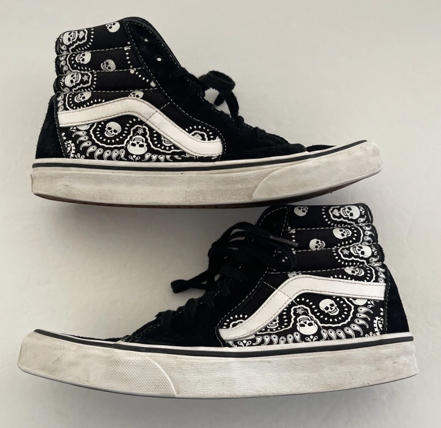 Scarpe da skate Vans SK8 HI Bandana stampa teschi nero bianco taglia M 8 5 W 10