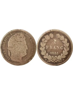 France Louis Philippe I - Franc Argent, Tête Laurée - 1833 A Paris - Photo 1/3