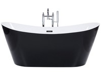 Edle Acryl Badewanne Oval Freistehend Schwarz Mit ÜBerlauf 180 X 78 Cm Antiqua