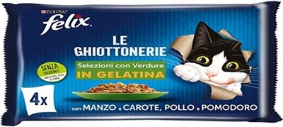 Purina Felix Le Ghiottonerie Feucht Katzen Rind Karotten Huhn Tomaten 48x85g