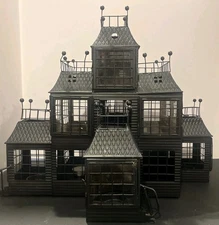 YANKEE CANDLE 2007 Haunted House Tea Light METAL Mansion Manor Black Halloween 