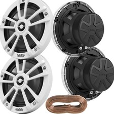 Infinity 622MWB 6.5" 225W Marine Speakers White; 2 Pairs w/50ft Speaker Wire