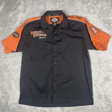 Harley-Davidson Shirt Mens Large Black Orange Mechanic Embroidered 99250-06VM
