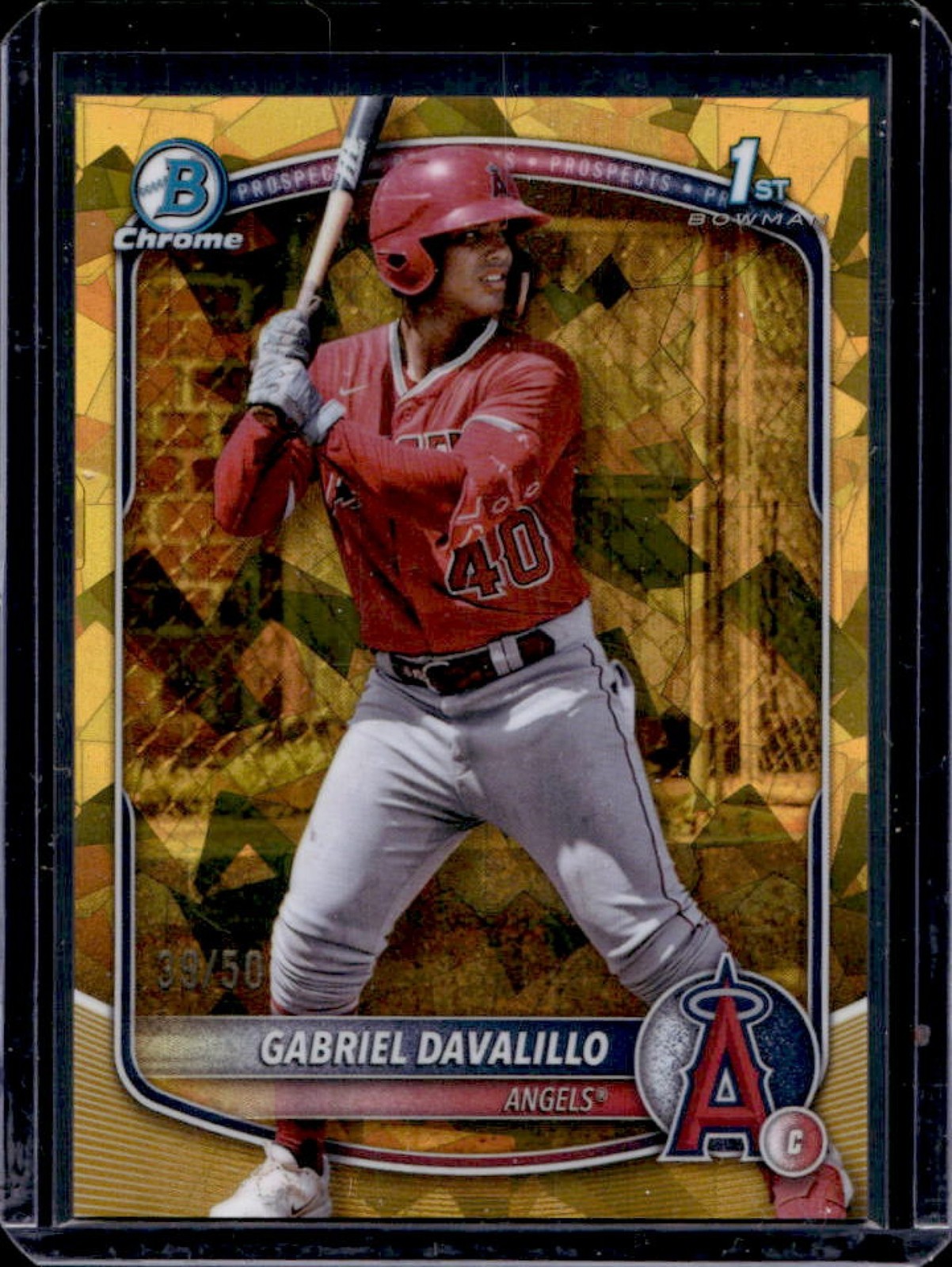 2025 Bowman Chrome Sapphire Gabriel Davalillo Gold Refractor 1st Prospect #/50