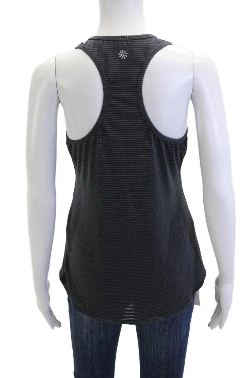 Athleta Womens Basic Striped Dark Gray Round Neck… - image 3