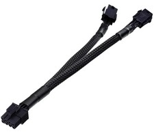 Dual 6 Pin Female to 8 Pin Male GPU Power Adapter Cable Braided Sleeved 9 Inches