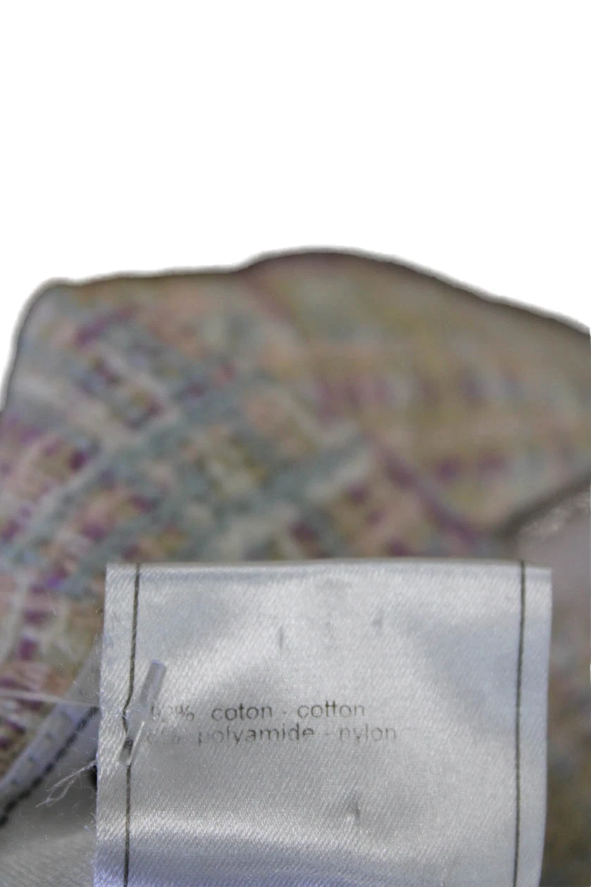 Chanel Boutique giacca tweed donna bottoni davanti vintage bianco viola FR 36 98P