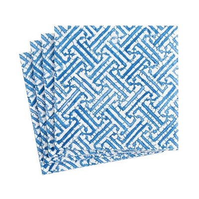 Caspari Fretwork Paper Cocktail Napkins in Blue - 20 Per Cocktail,