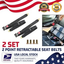 2x Car Seat Belt Lap 2 Point Safety Travel Adjustable Retractable Universal Us
