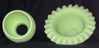 RARE FENTON PERSIAN MEDALLION FAIRY LAMP.     Uranium Lime Green Satin Ruffled   — photo 3