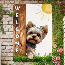 Welcome Plaque Rustic Dog House Tin Metal Signs Home D cor 8x12